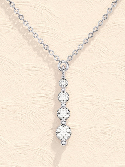 0.11 TCW Round Moissanite Diamond Drop Pendant Necklace