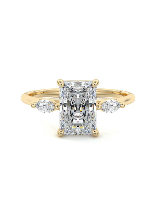 Geraldine- 2.50 CT Radiant Three Stone Style Moissanite Ring