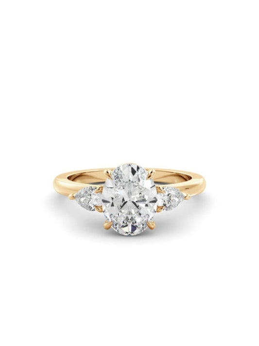 Eugene- 1.0 CT Oval Three Stone Style Moissanite Ring