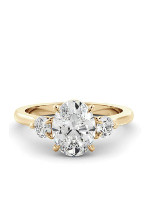 Paula- 1.0 CT Oval Three Stone Style Moissanite Ring