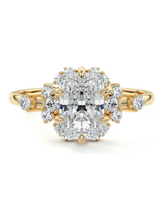 Jesse- 3.0 CT Radiant Cluster Moissanite Ring