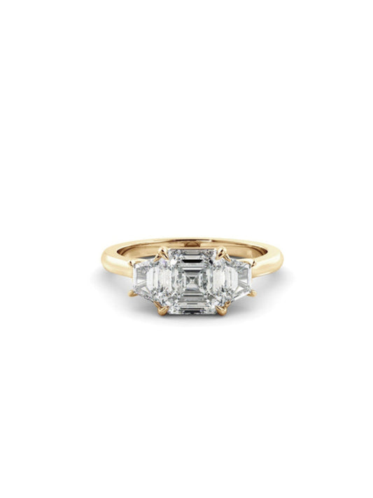 Jane- 1.0 CT Asscher Three Stone Style Moissanite Ring