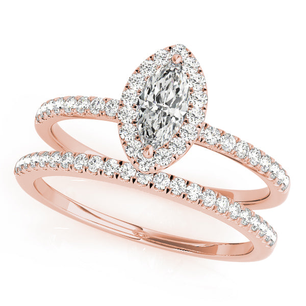 Sharon- 1.0 CT Marquise Halo Pave Moissanite Ring