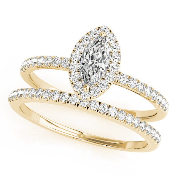 Sharon- 1.0 CT Marquise Halo Pave Moissanite Ring