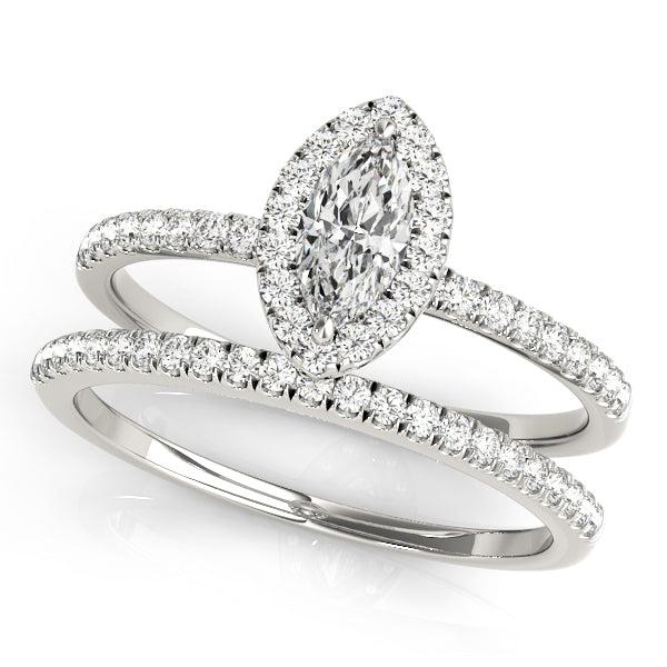 Sharon- 1.0 CT Marquise Halo Pave Moissanite Ring