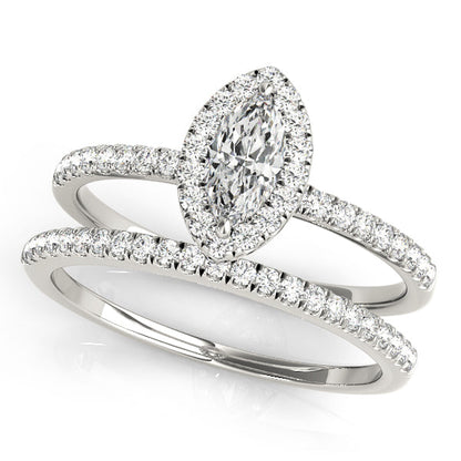 Sharon- 1.0 CT Marquise Halo Pave Moissanite Ring