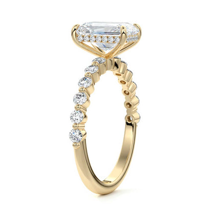 Lori- 3.0 CT Radiant Hidden Halo Pave Moissanite Ring