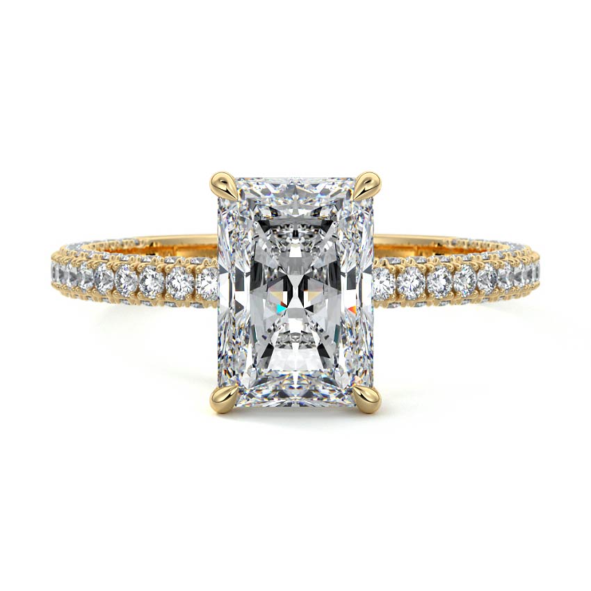 Esther- 3.0 CT Radiant Hidden Halo pave Moissanite Ring