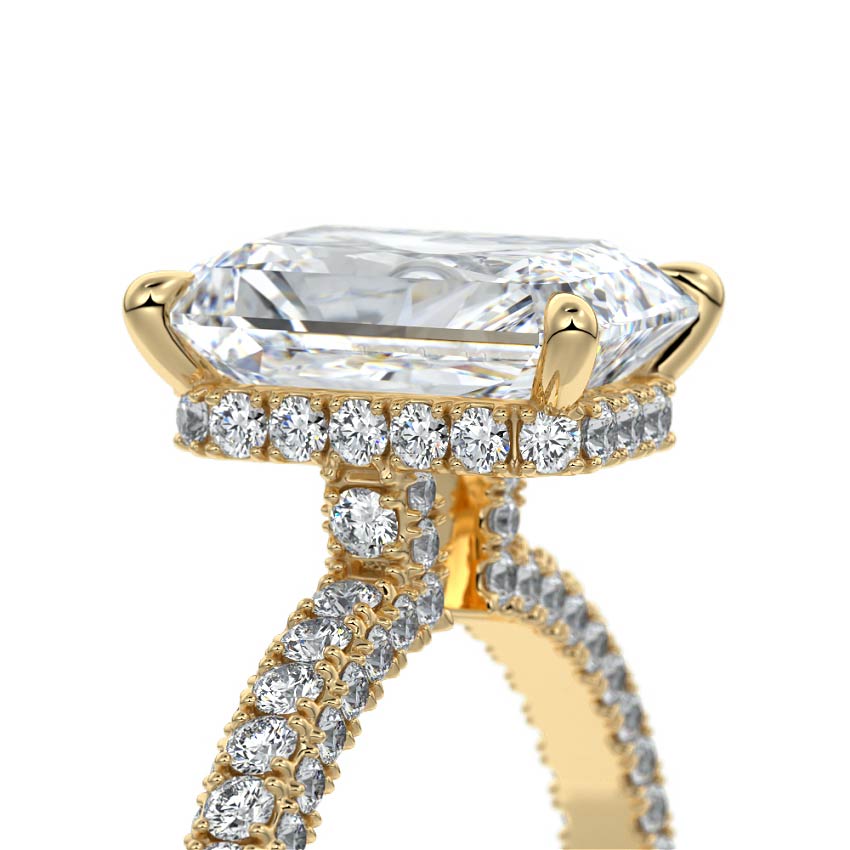 Esther- 3.0 CT Radiant Hidden Halo pave Moissanite Ring