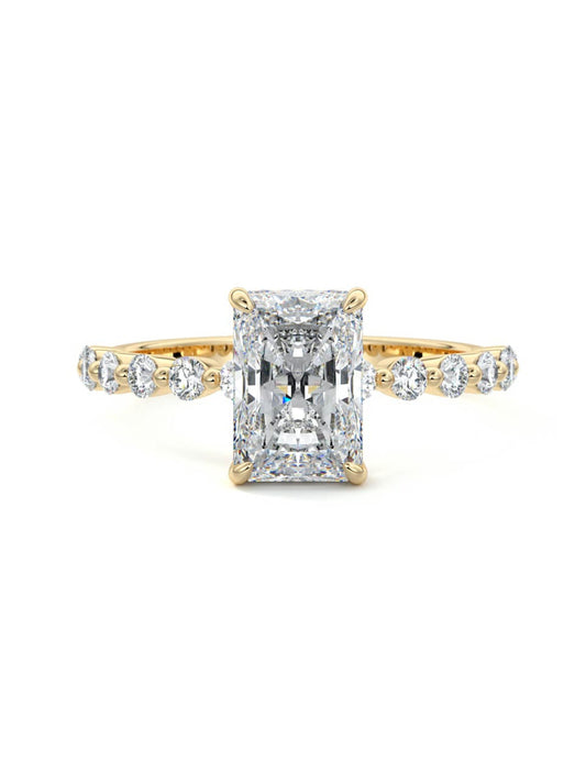 Lori- 3.0 CT Radiant Hidden Halo Pave Moissanite Ring