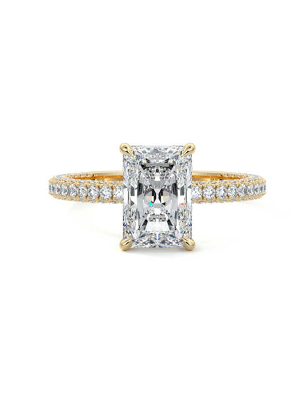 Esther- 3.0 CT Radiant Hidden Halo pave Moissanite Ring