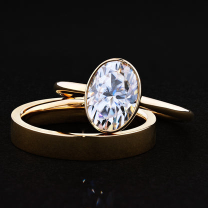 Martha- 1.20 CT Oval Bezel Moissanite Ring