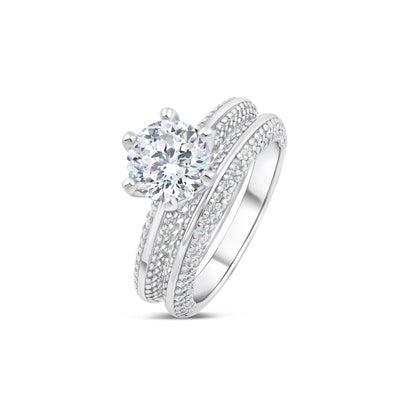 Penelope- 1.0 CT Round Moissanite Pave Bridal Ring Set