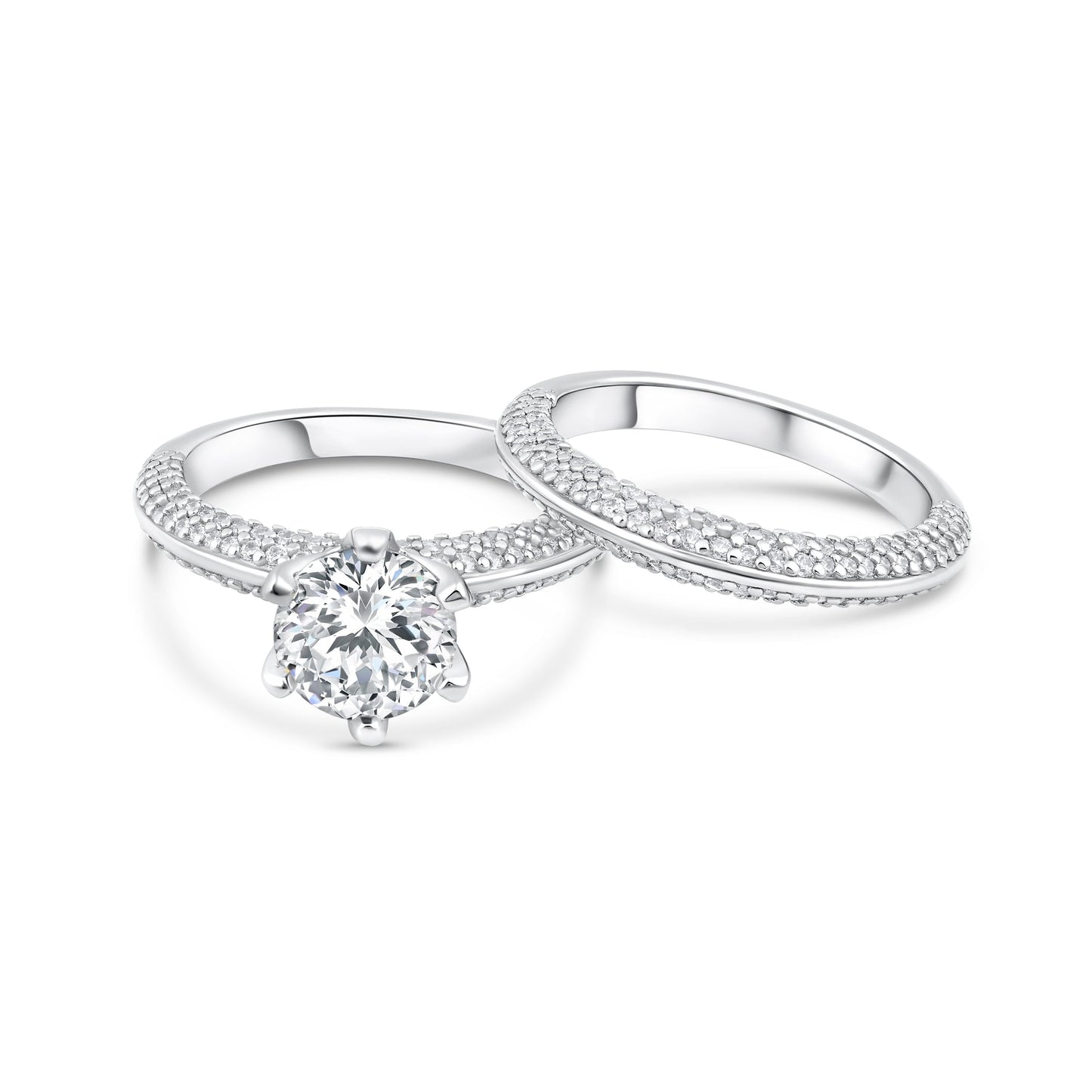 Penelope- 1.0 CT Round Moissanite Pave Bridal Ring Set