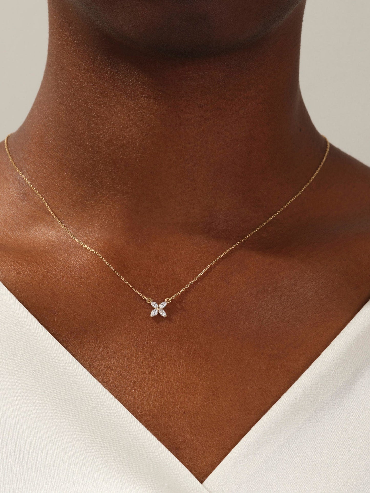 Ivy - 0.40 TCW Marquise Clover Moissanite Necklace