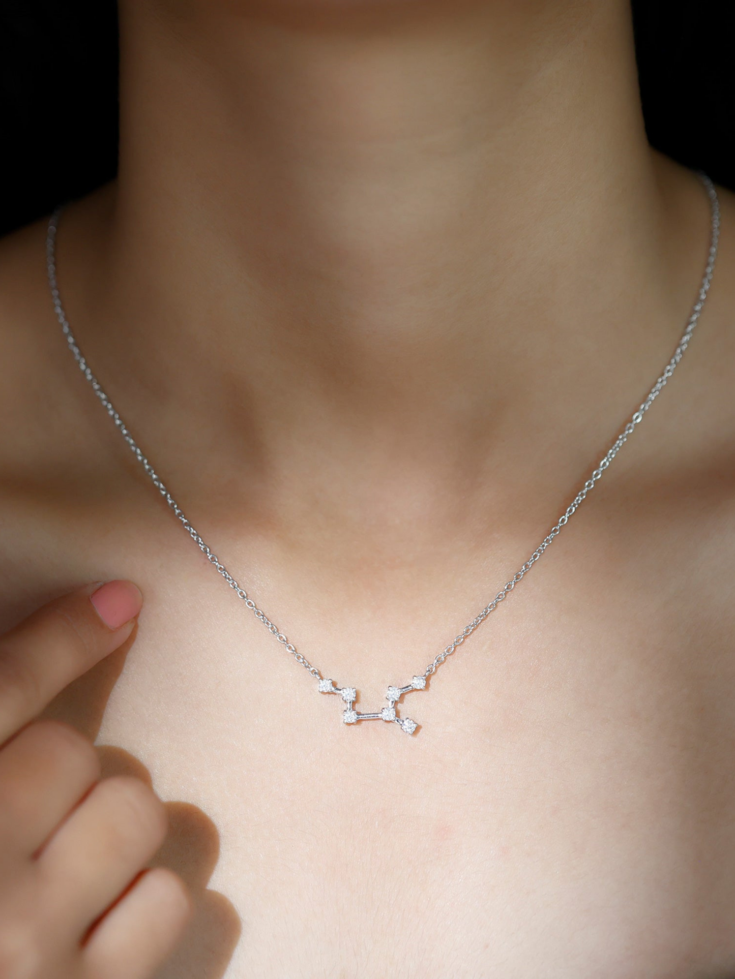 Isla- 0.63 TCW Round Virgo Zodiac Constellation Moissanite Necklace