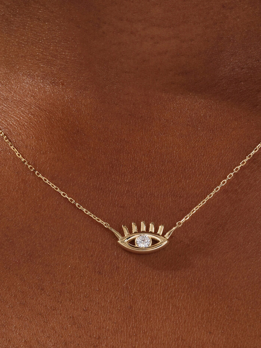 Willow - 0.10 CT Round Evil Eye Moissanite Necklace