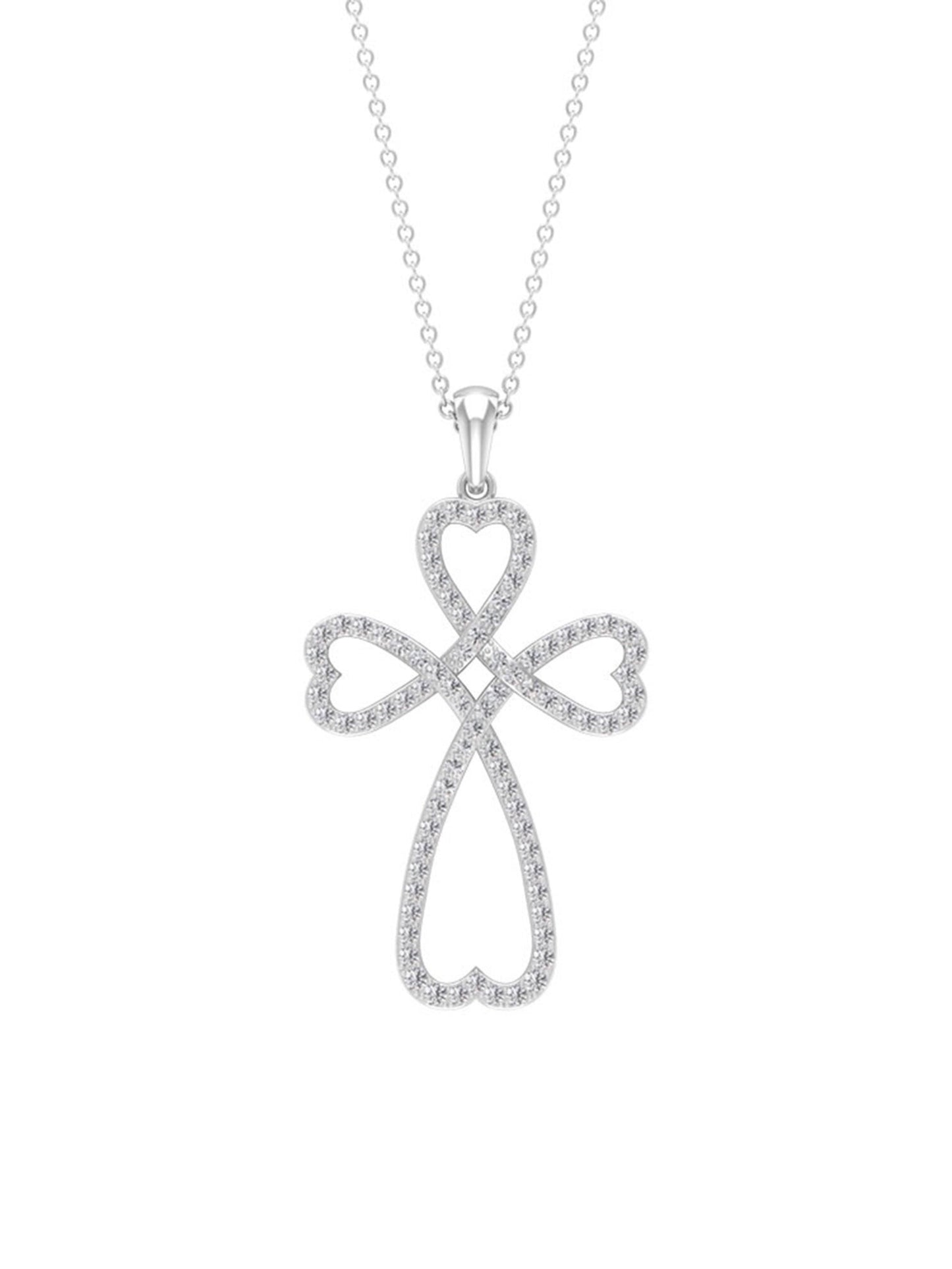 Dahlia- 1.24 TCW Round Open Cross Heart Moissanite Necklace