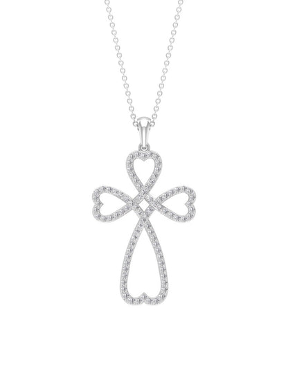 Dahlia- 1.24 TCW Round Open Cross Heart Moissanite Necklace