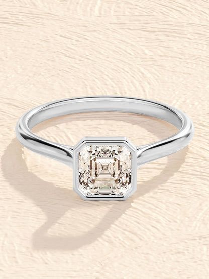 Alice- 3.5 CT Asscher Bezel Moissanite Ring