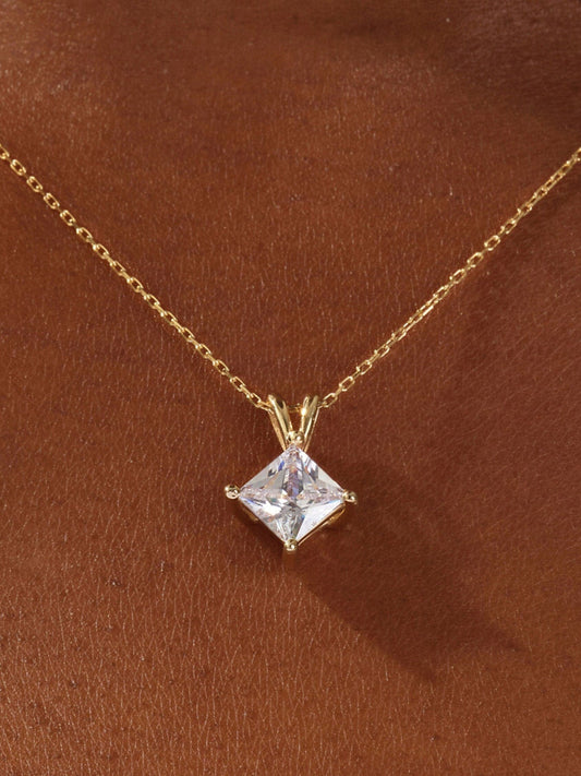 Jasmine - 1.0 CT Princess Solitaire Moissanite Necklace