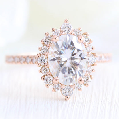 Serenity- 1.20 CT Oval Moissanite Halo & Pave Bridal Ring Set