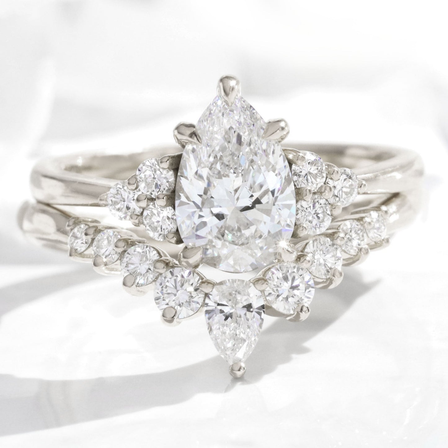 Everly- 1.20 CT Pear Moissanite Cluster Bridal Ring Set