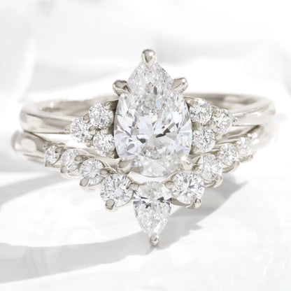 Everly- 1.20 CT Pear Moissanite Cluster Bridal Ring Set