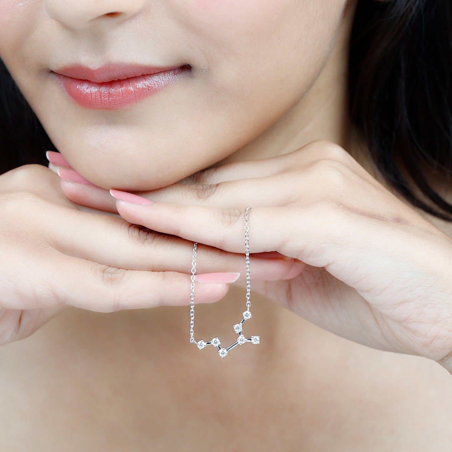 Isla- 0.63 TCW Round Virgo Zodiac Constellation Moissanite Necklace