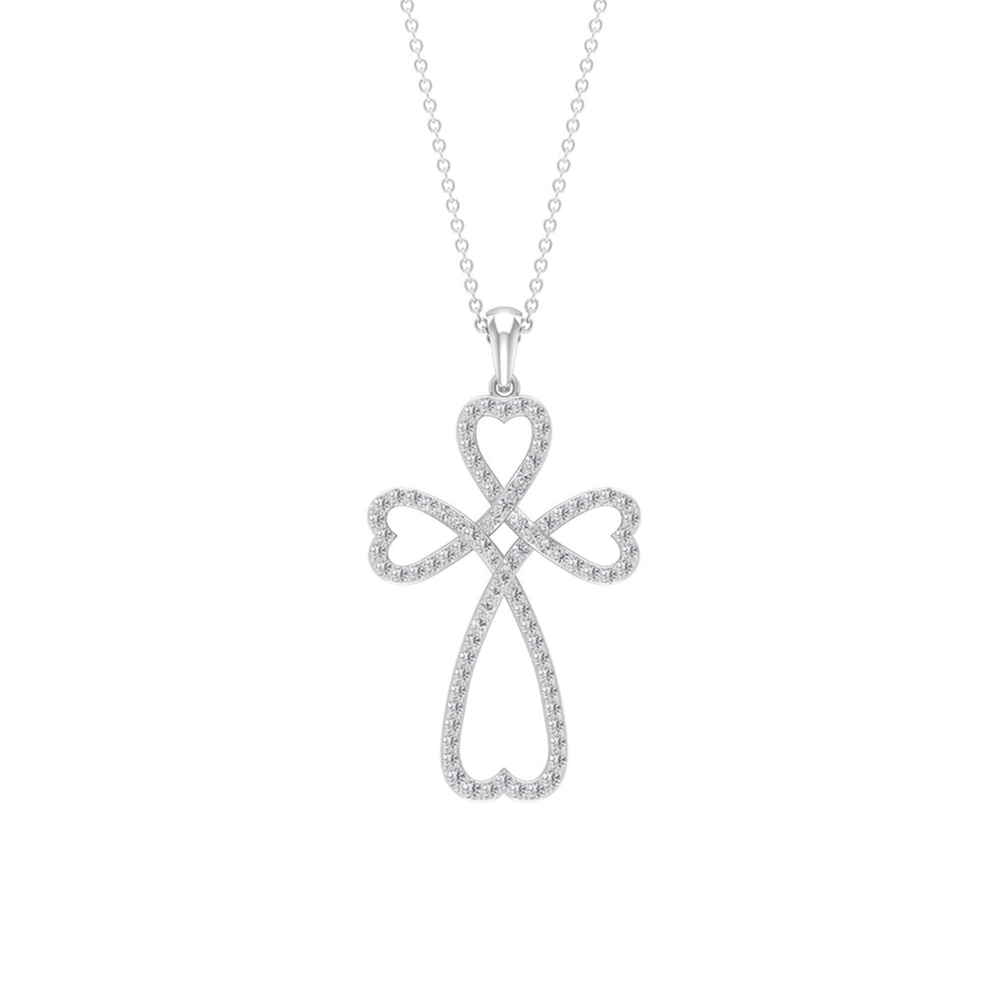 Dahlia- 1.24 TCW Round Open Cross Heart Moissanite Necklace