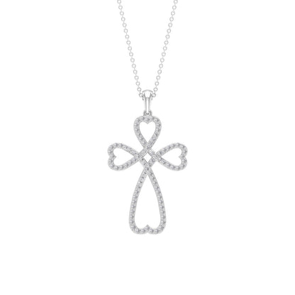 Dahlia- 1.24 TCW Round Open Cross Heart Moissanite Necklace