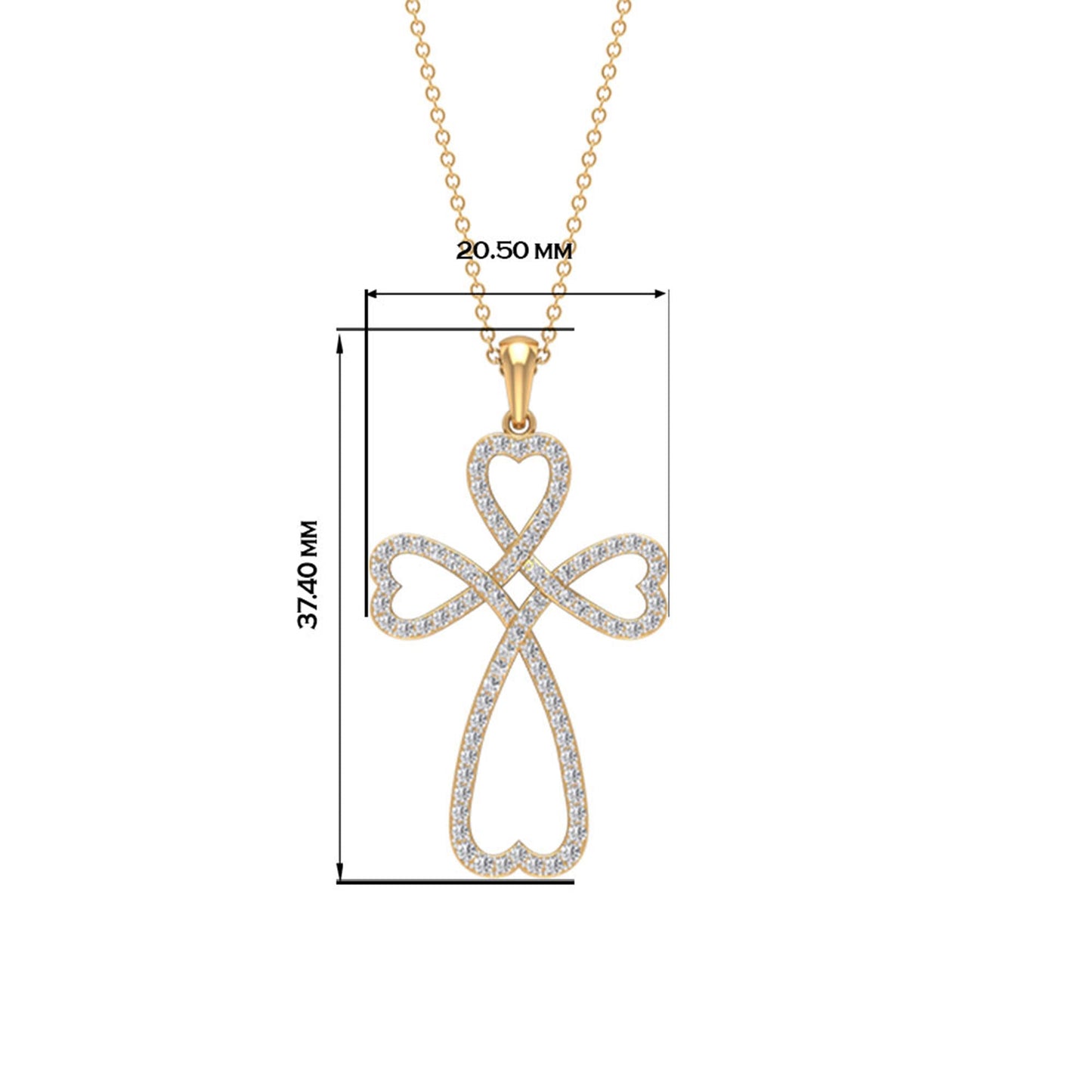 Dahlia- 1.24 TCW Round Open Cross Heart Moissanite Necklace