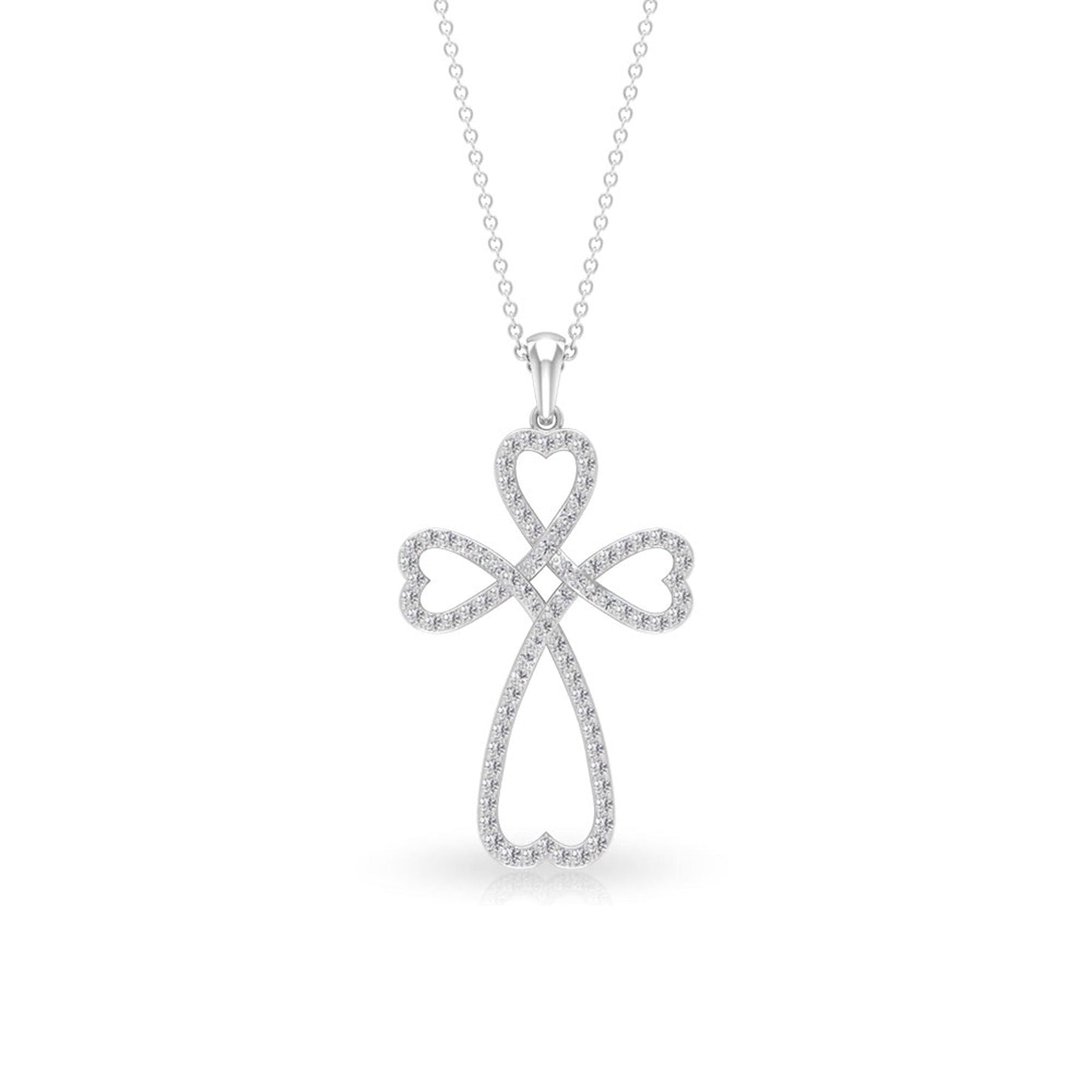 Dahlia- 1.24 TCW Round Open Cross Heart Moissanite Necklace