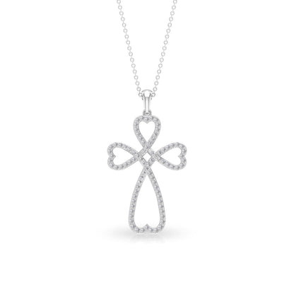 Dahlia- 1.24 TCW Round Open Cross Heart Moissanite Necklace