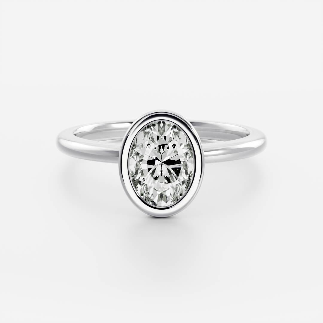 Martha- 1.20 CT Oval Bezel Moissanite Ring