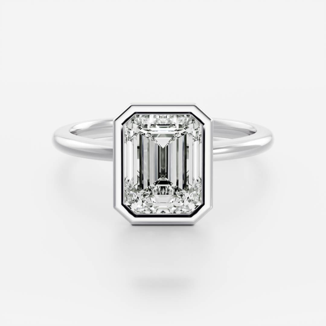 Kristin- 1.50 CT Emerald Bezel Moissanite Ring