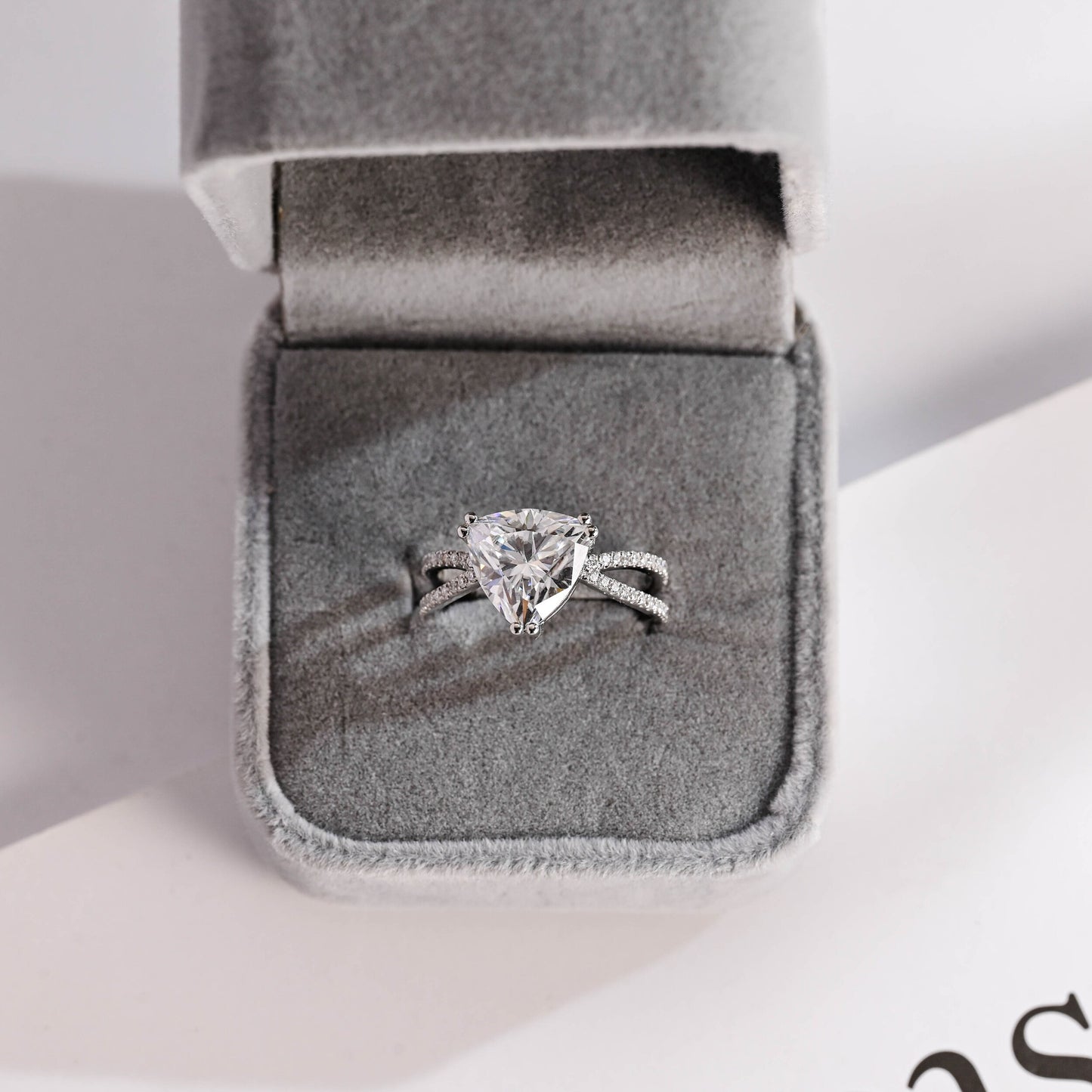 4.0 CT Trillion Cut Split Shank Moissanite Engagement Ring