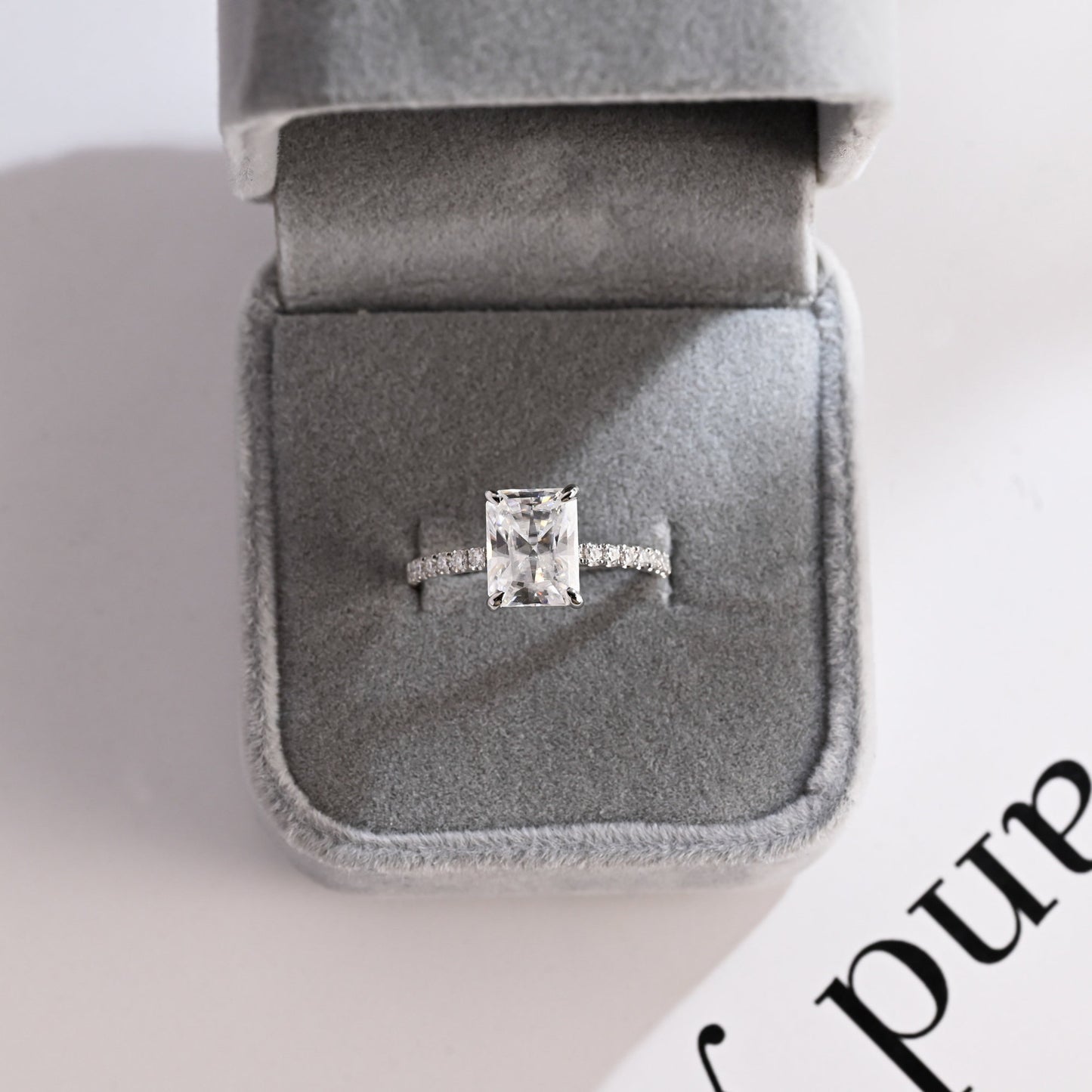 3.0 CT Radiant Cut Hidden Halo Moissanite Engagement Ring