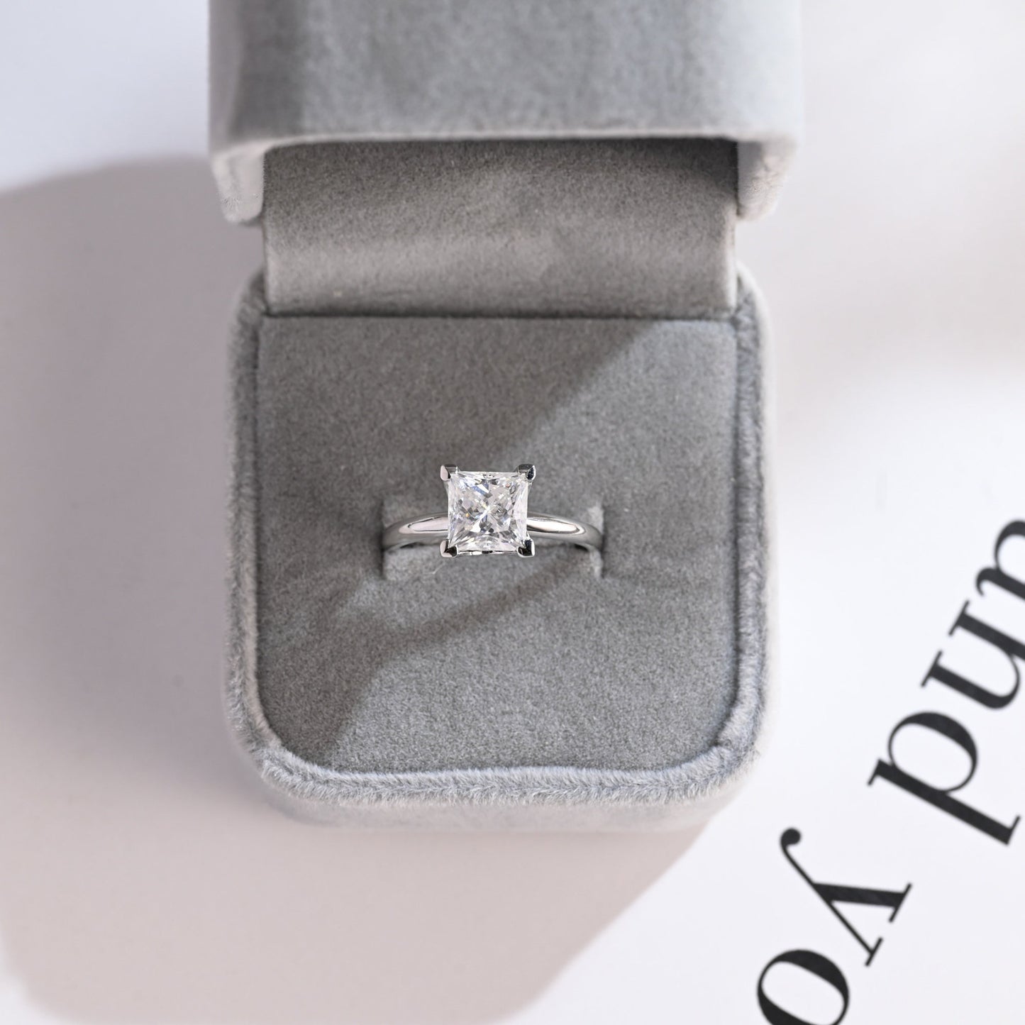 2.5 CT Princess Cut Solitaire Moissanite Engagement Ring