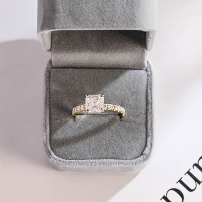 3.0 CT Asscher Cut Pave Moissanite Engagement Ring