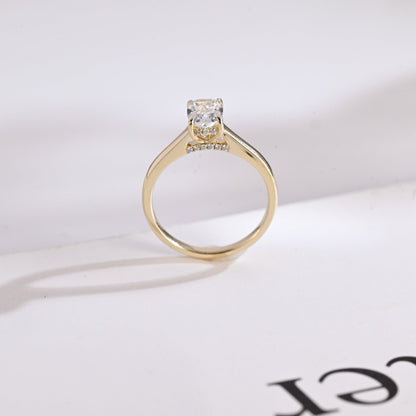 1.5 CT Elongated Cushion Cut Hidden Halo Moissanite Engagement Ring