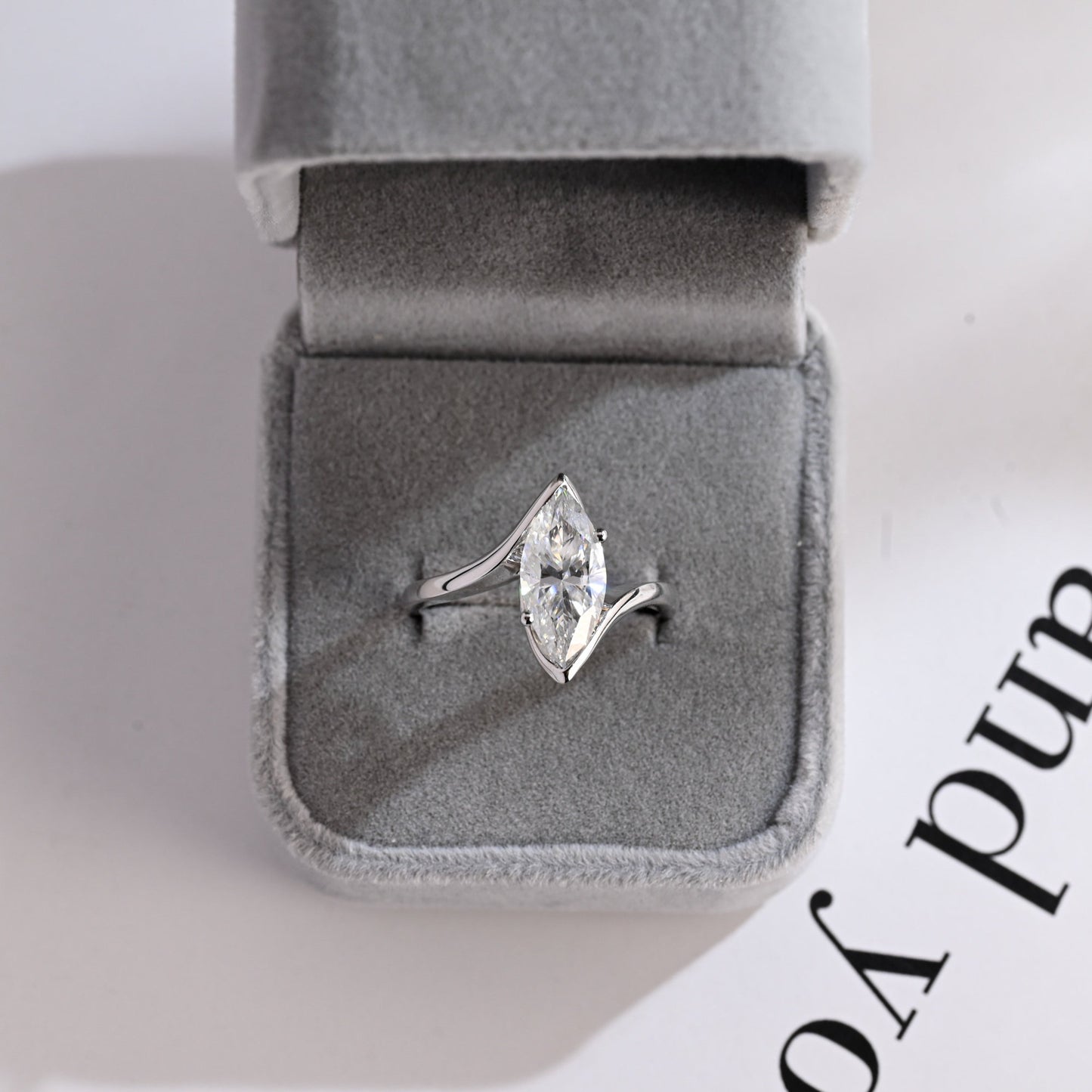 3.0 CT Marquise Cut Swirl Moissanite Engagement Ring