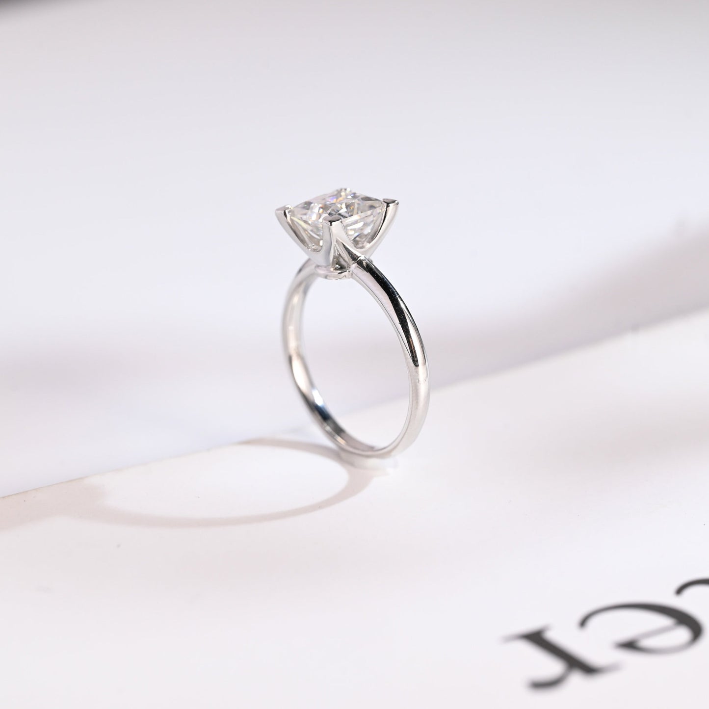 2.5 CT Princess Cut Solitaire Moissanite Engagement Ring