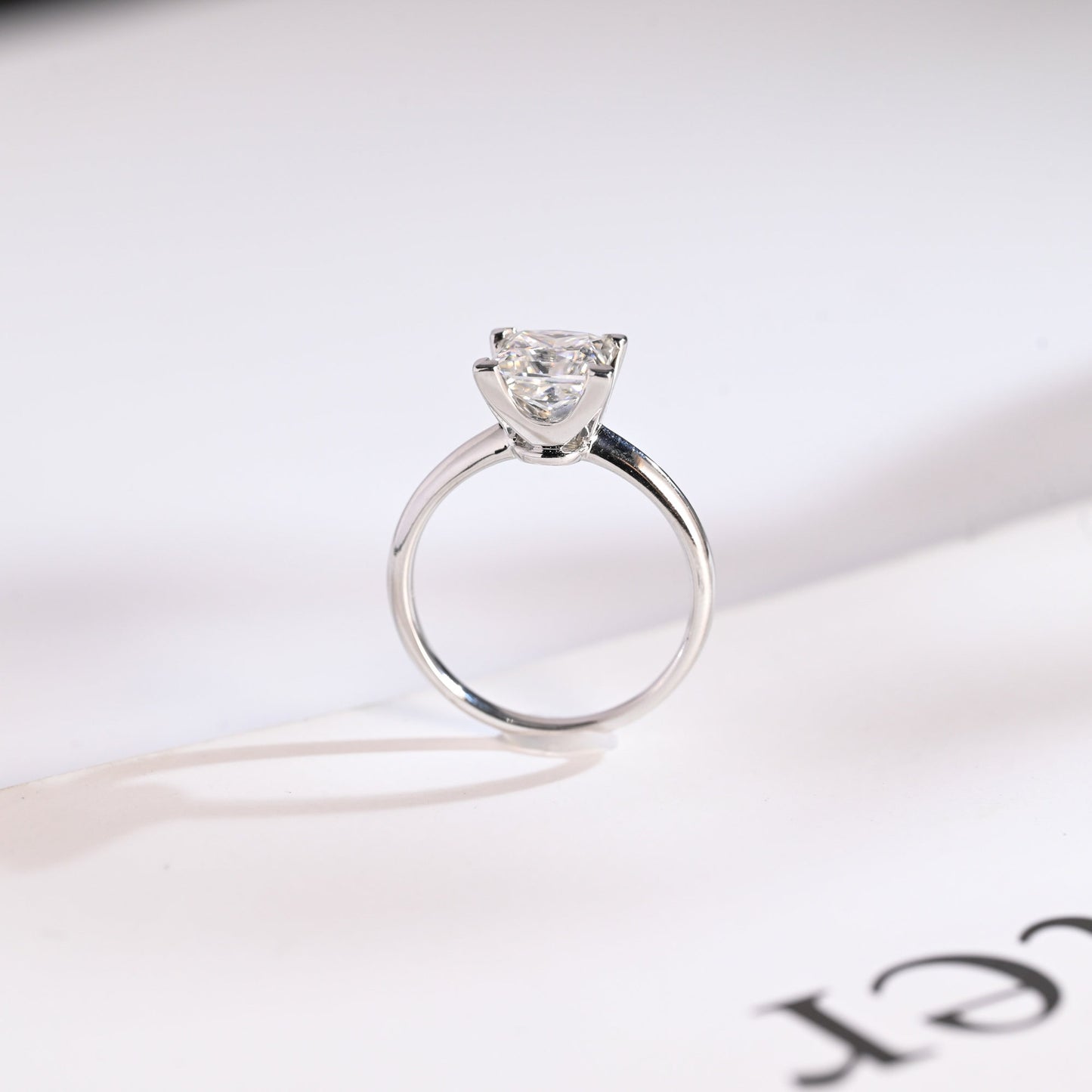 2.5 CT Princess Cut Solitaire Moissanite Engagement Ring