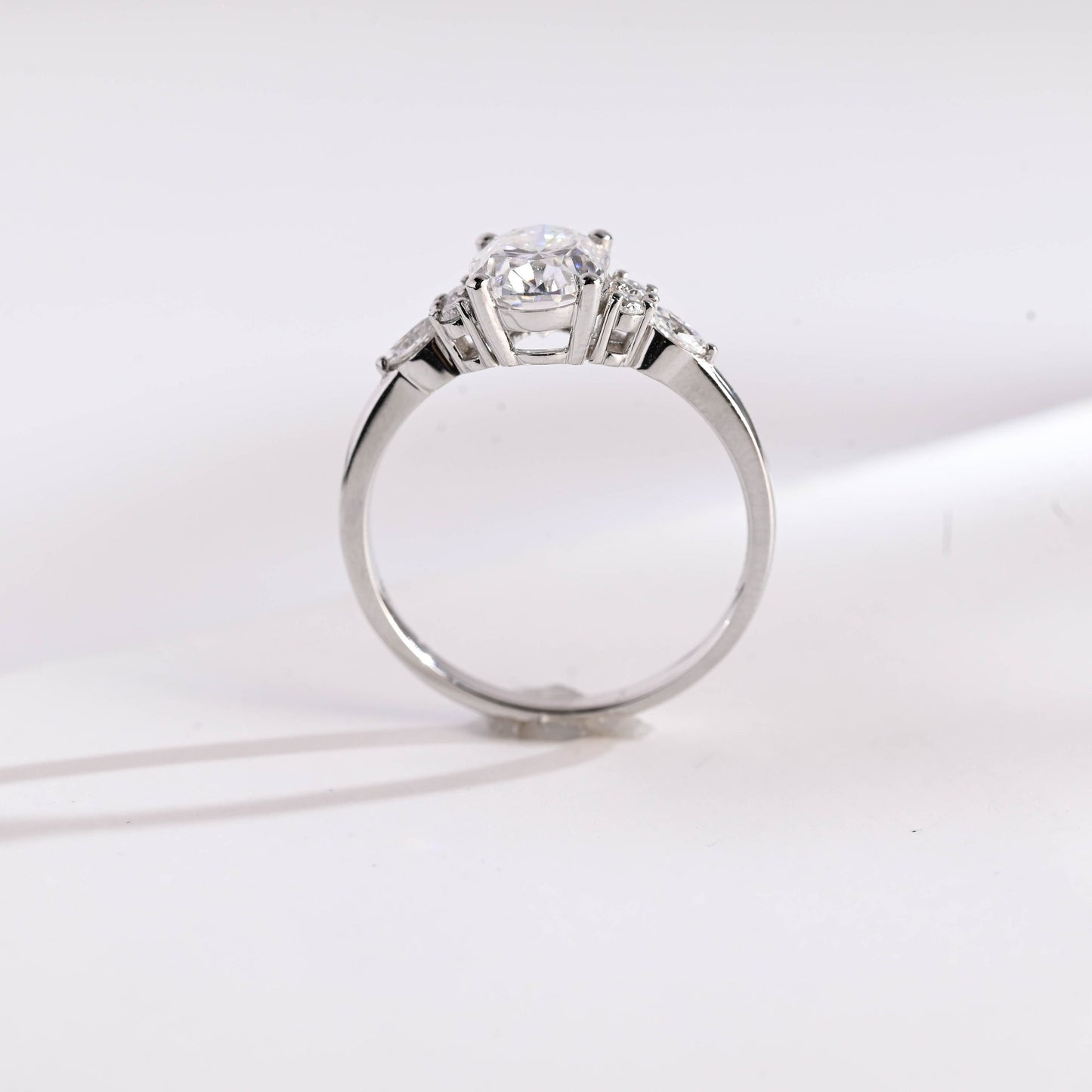 2.0 CT Oval Cut Cluster Moissanite Engagement Ring