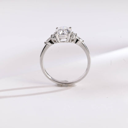 2.0 CT Oval Cut Cluster Moissanite Engagement Ring