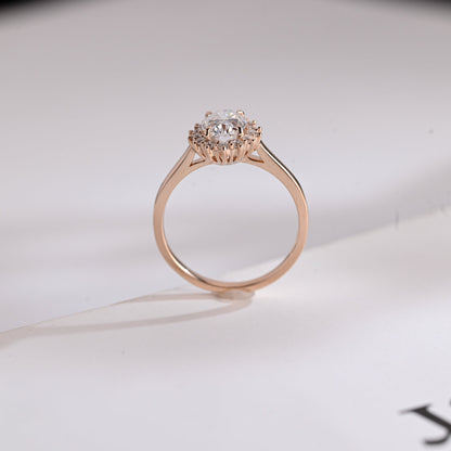 2.0 CT Oval Cut Halo Moissanite Engagement Ring