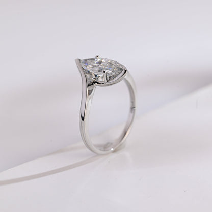 3.0 CT Marquise Cut Swirl Moissanite Engagement Ring