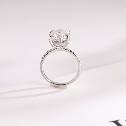 4.5 CT Cushion Cut Hidden Halo Moissanite Engagement Ring