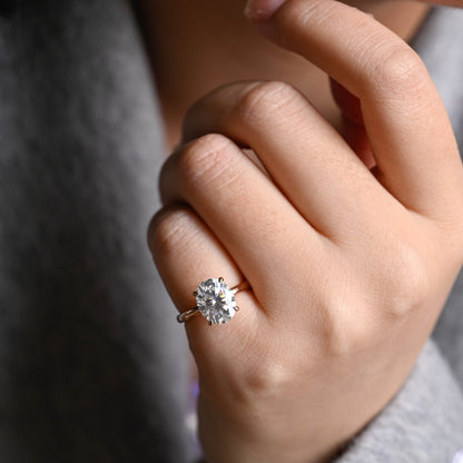 3.5 CT Oval Cut Solitaire Moissanite Engagement Ring